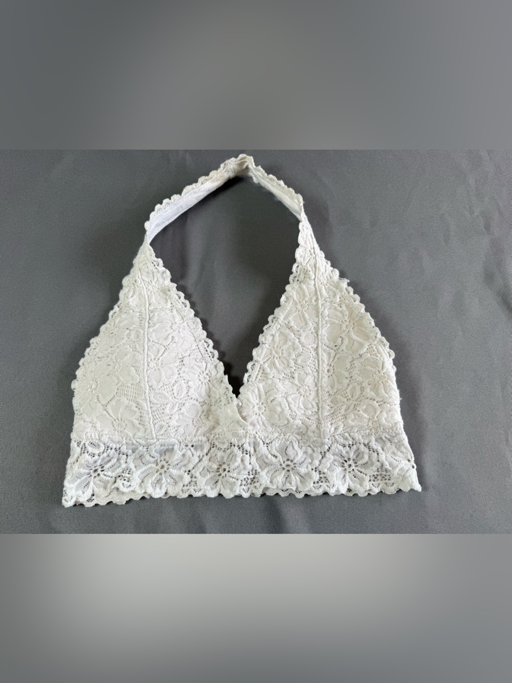 White Floral Lace Bralette Bandeau Bra Top Stretch Lace XS/S
